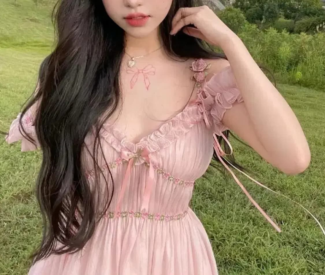 공주룩 여신룩 핑크 롱원피스 상품이미지3