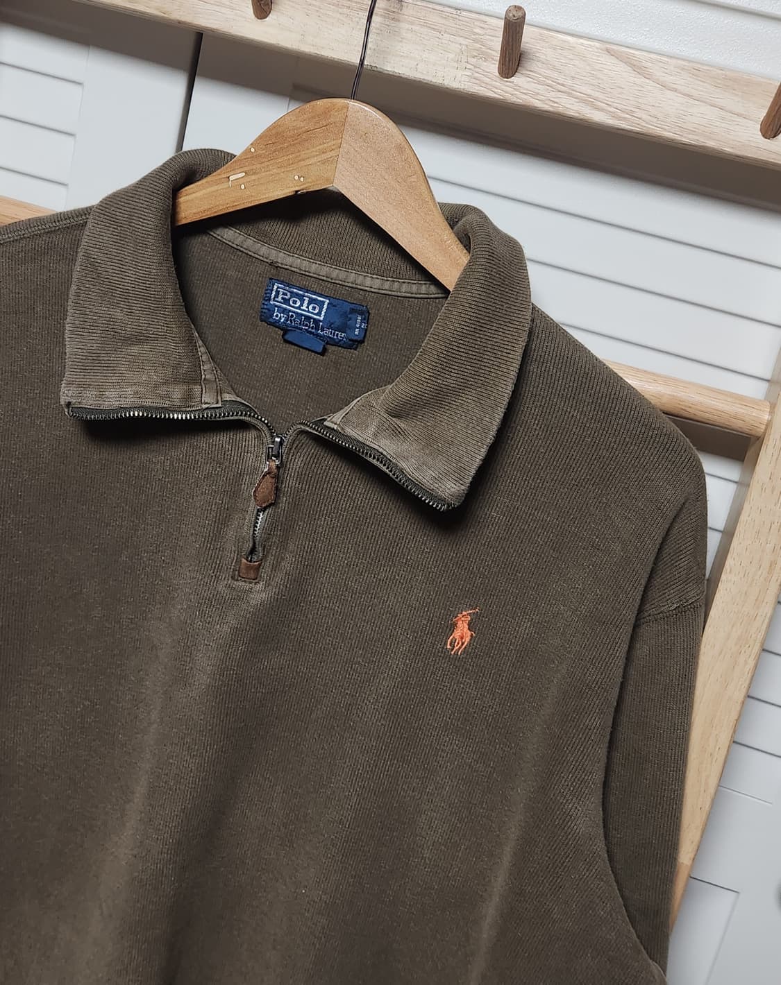 폴로 랄프로렌 오버핏 브라운 반집업 니트 맨투맨 상품이미지3