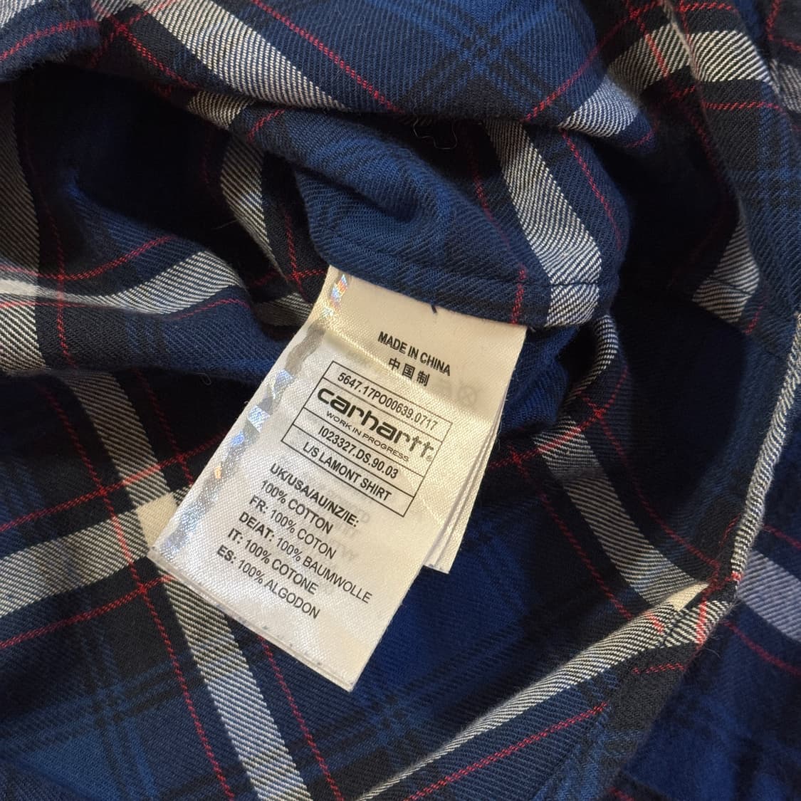 칼하트 WIP 플란넬 체크 셔츠 블루 L 상품이미지5