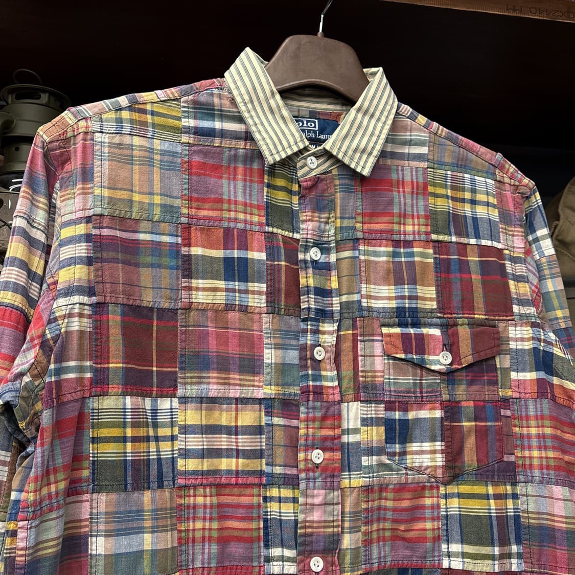 90s 폴로 랄프로렌 인디언 마드라스 패치워크 버튼다운 셔츠 N876 상품이미지3