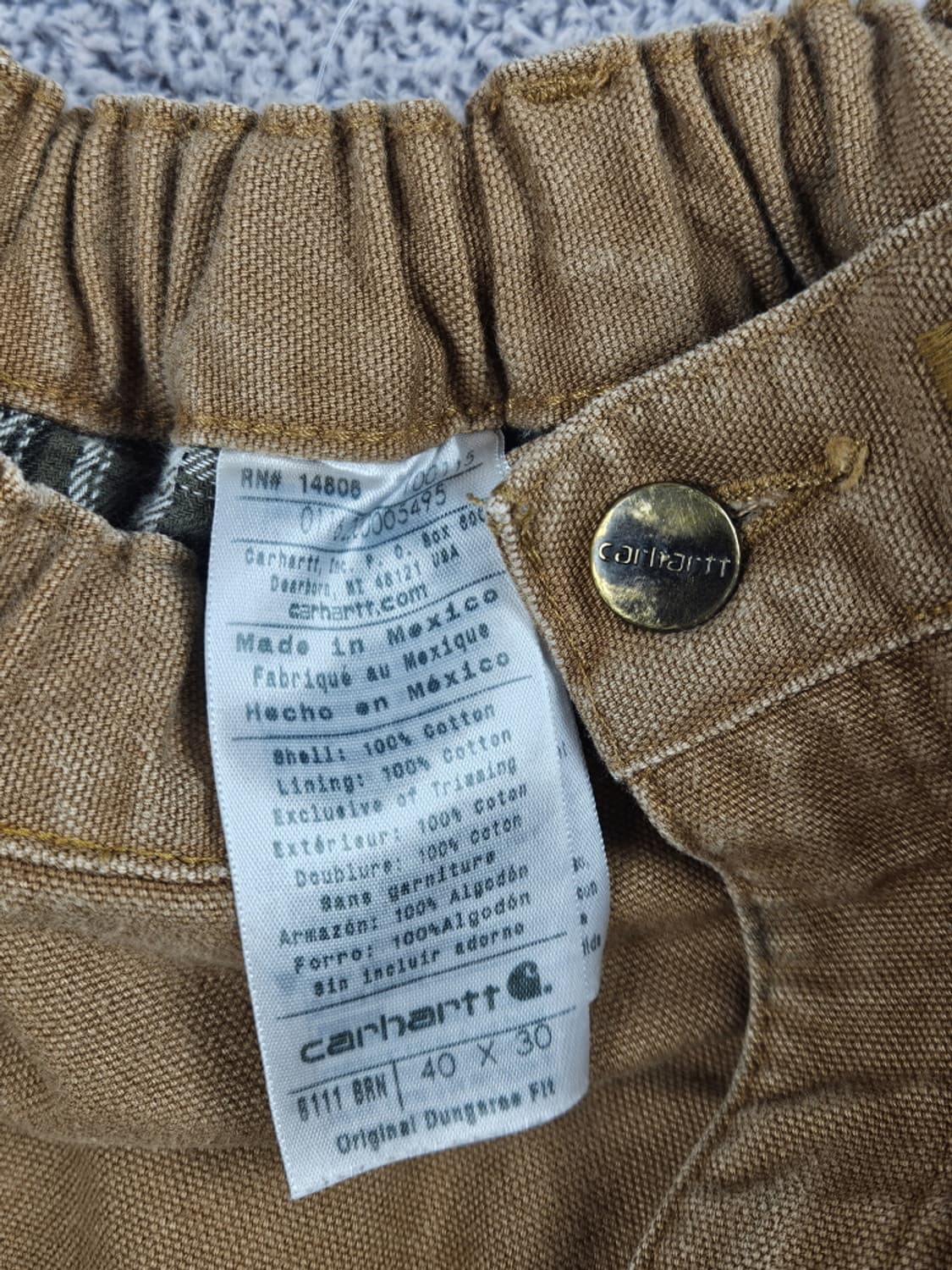 칼하트 헤비 플란넬 밴딩 커스텀 카펜터 팬츠 (40X30) / 10553 상품이미지8