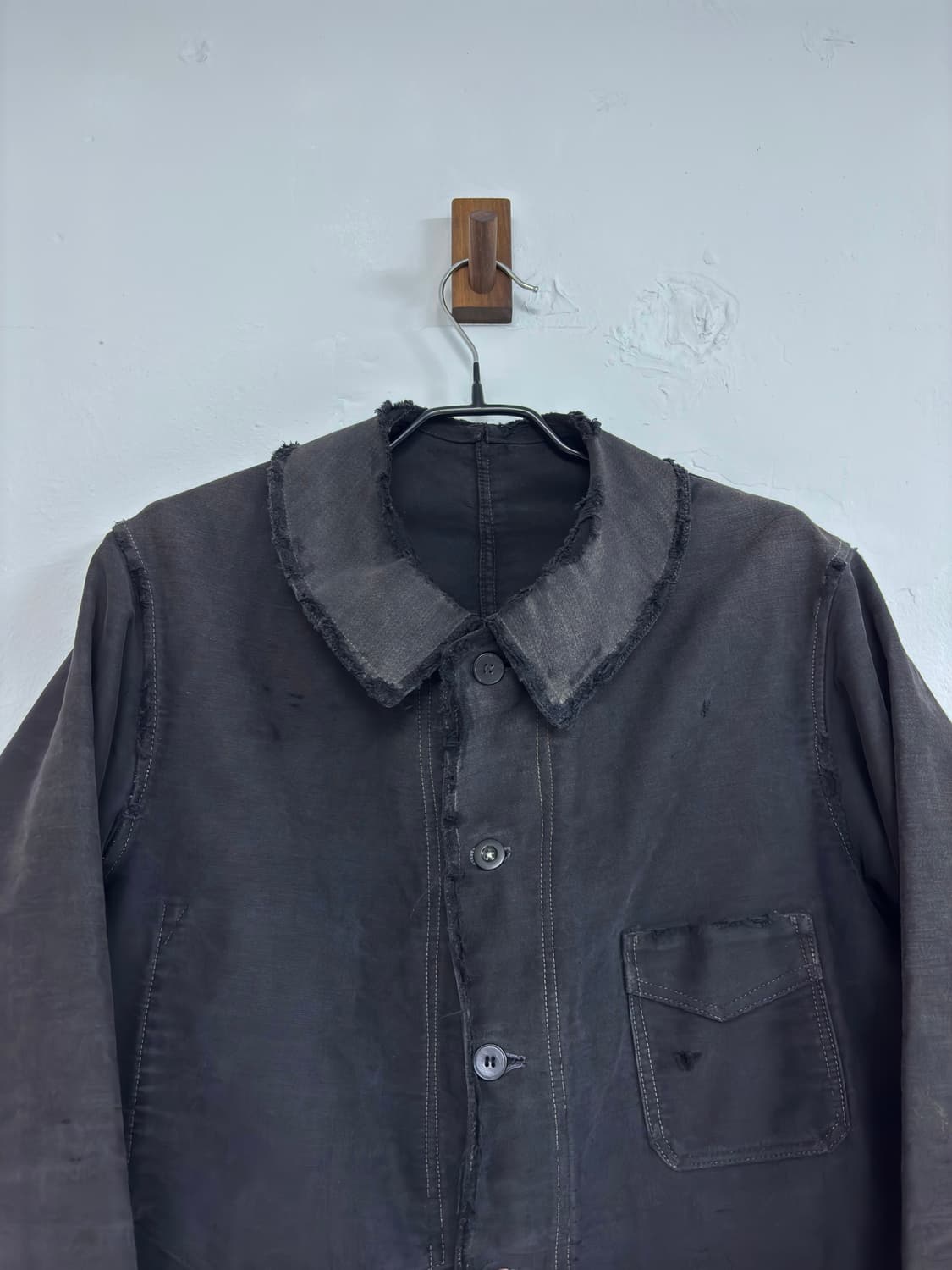 1940s 프렌치 르 몽생 미셸 워크 자켓 블랙 몰스킨 상품이미지3