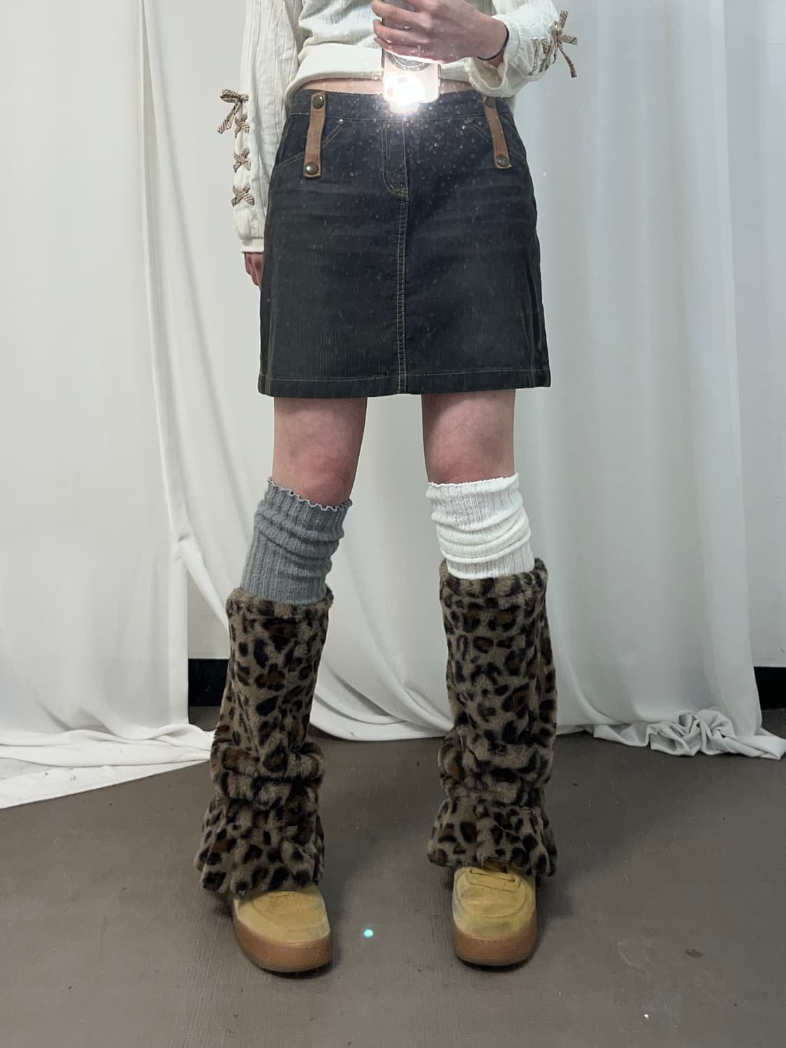 코듀로이 브라운 스커트 상품이미지1