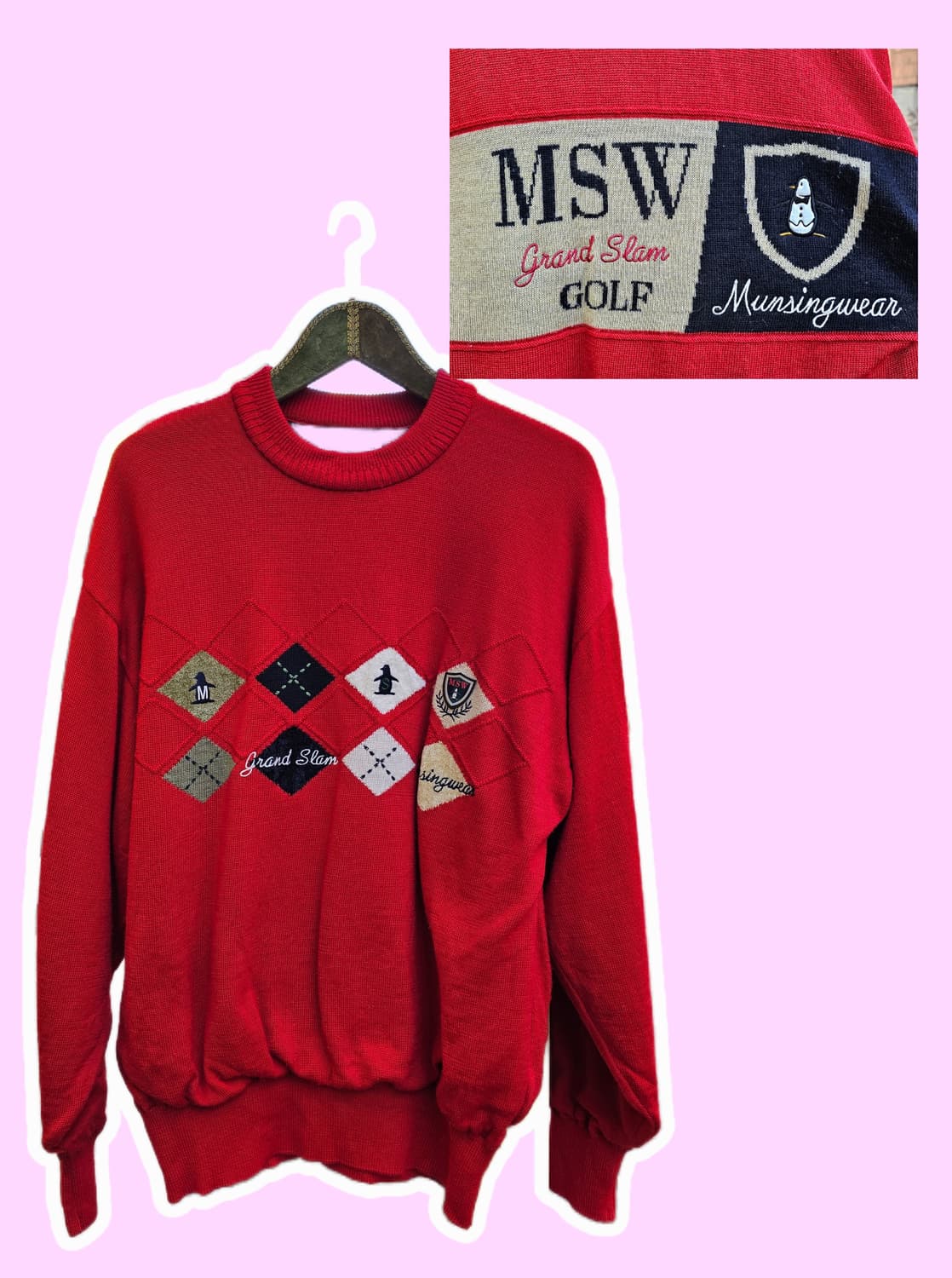 Munsingwear 레드 윈드스토퍼 울니트 상품이미지1