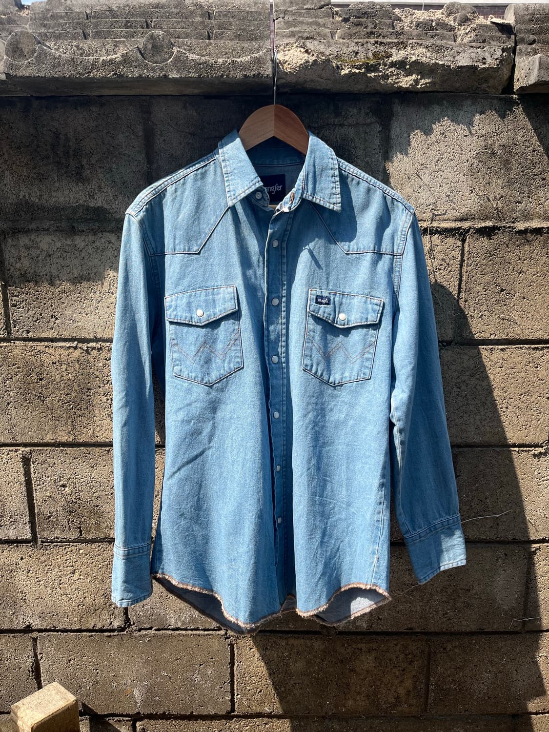빈티지 Wrangler 데님 웨스턴 셔츠 M 상품이미지1