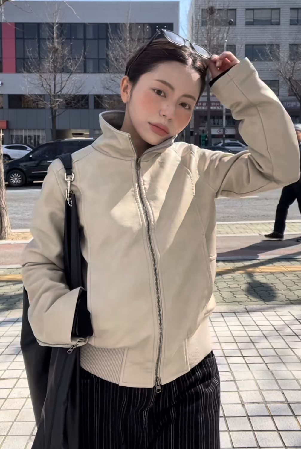 밀로우먼 리브드 레더 워크 자켓 상품이미지2