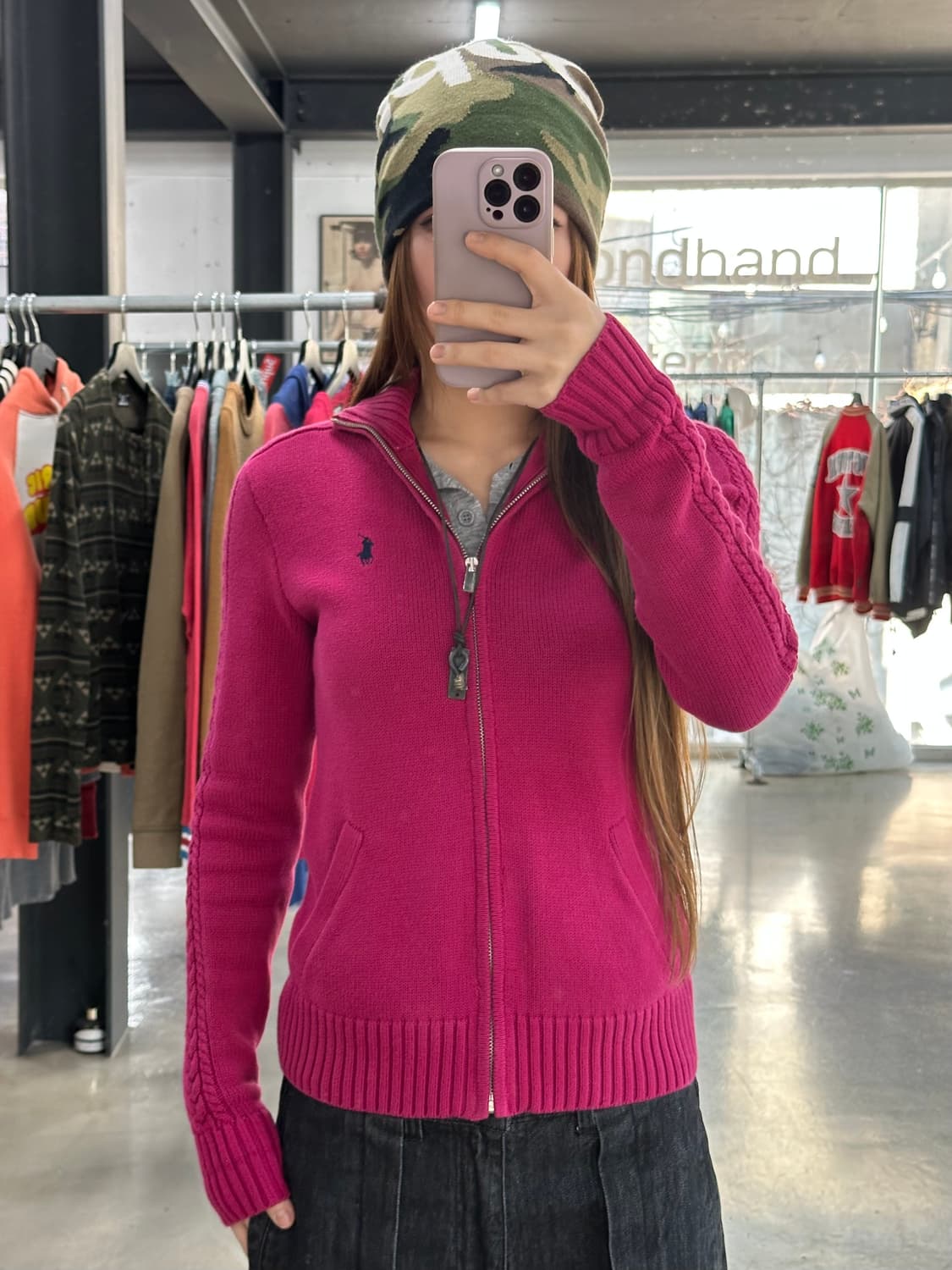 폴로랄프로렌 니트집업 핑크 상품이미지3