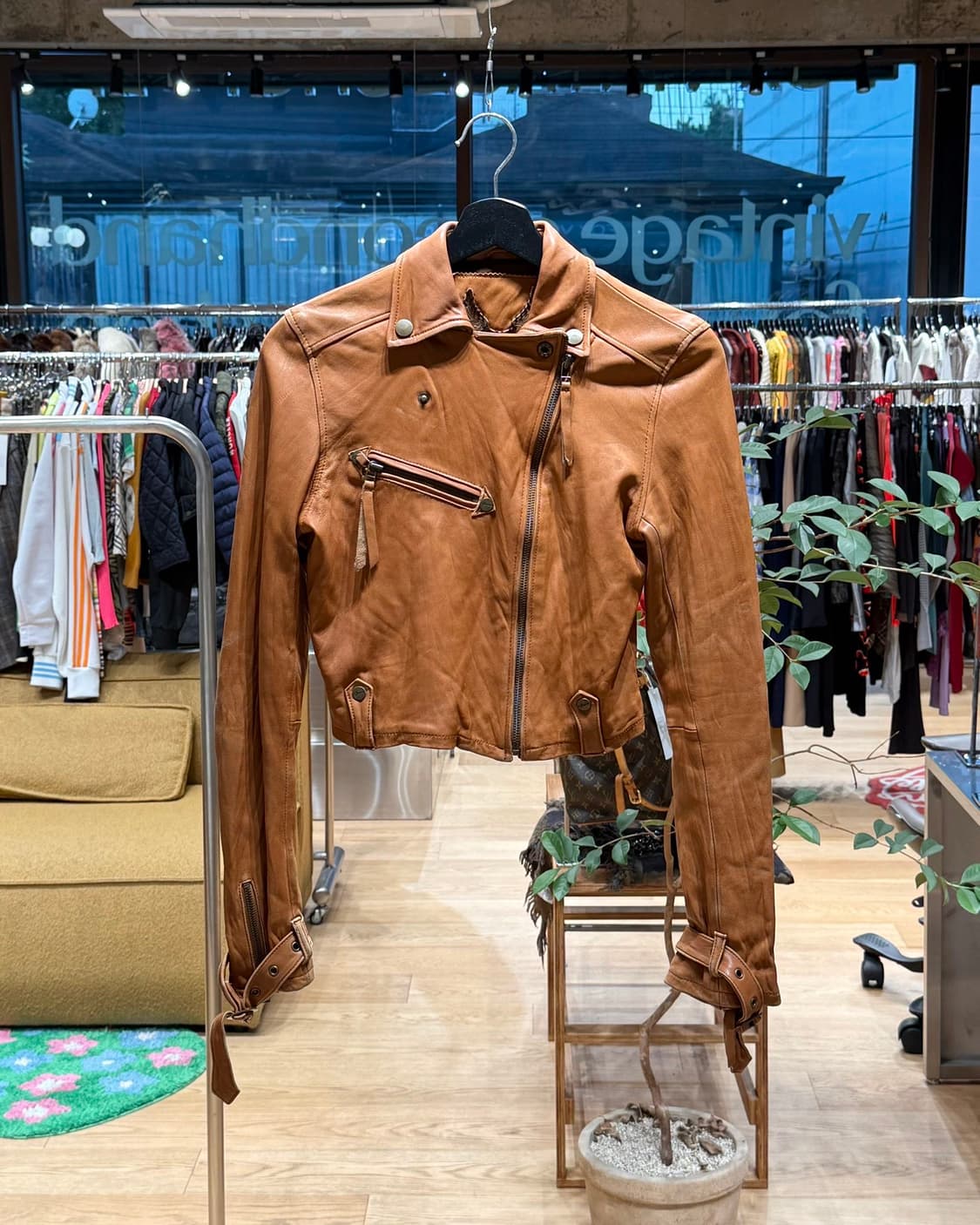 i -jeans 브라운 크롭 레더 자켓 상품이미지1