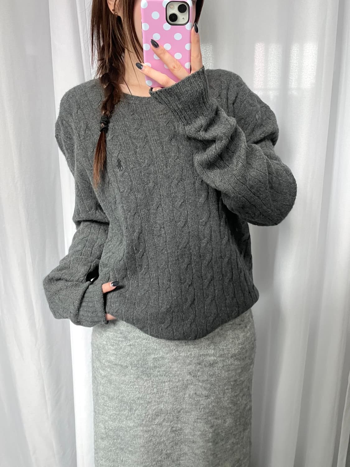 Polo 폴로 랄프로렌 신형 캐시미어 딥그레이 케이블 니트 상품이미지8