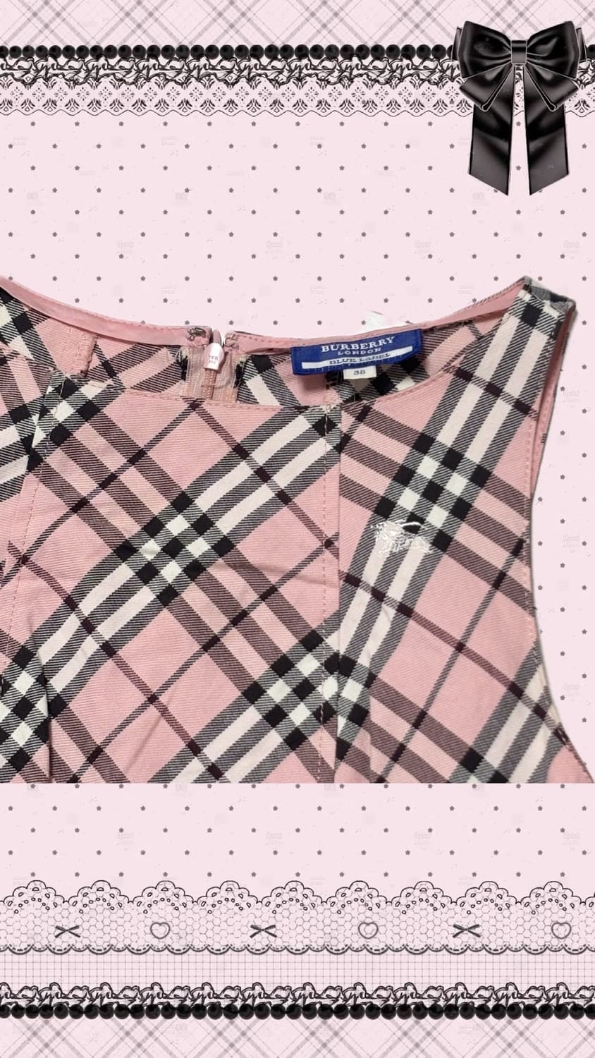 버버리 런던 체크 원피스 나나하치깔🎀🪽 딸기우유 핑크 버클원피스 상품이미지1