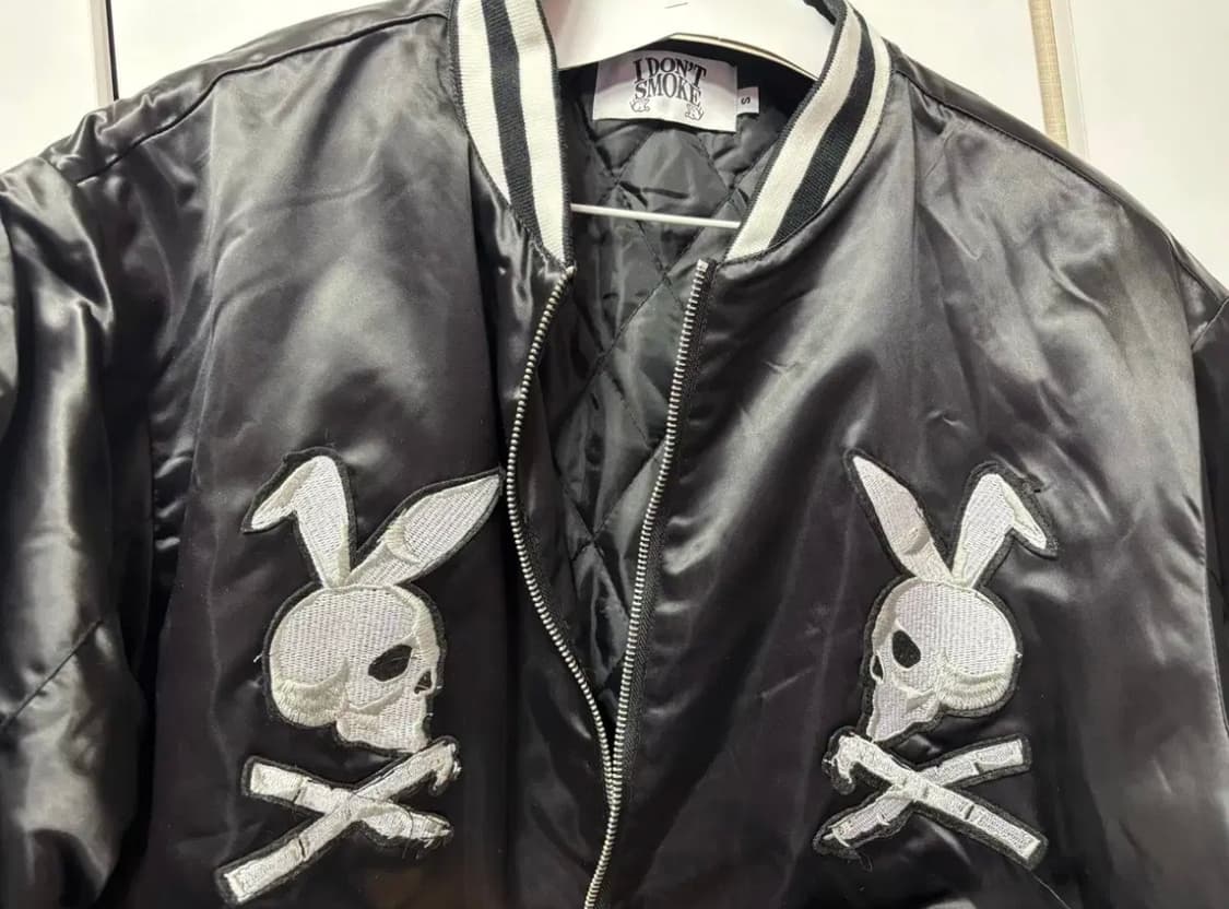 플레이보이st 해골 토끼 고스펑크 누빔 항공점퍼 아우터 블루종 상품이미지2