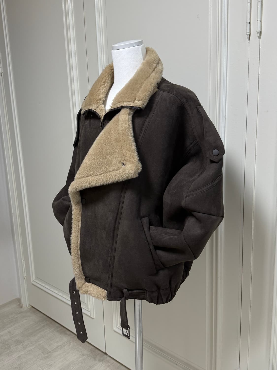 브라운 스웨이드 털무스탕 자켓 상품이미지4