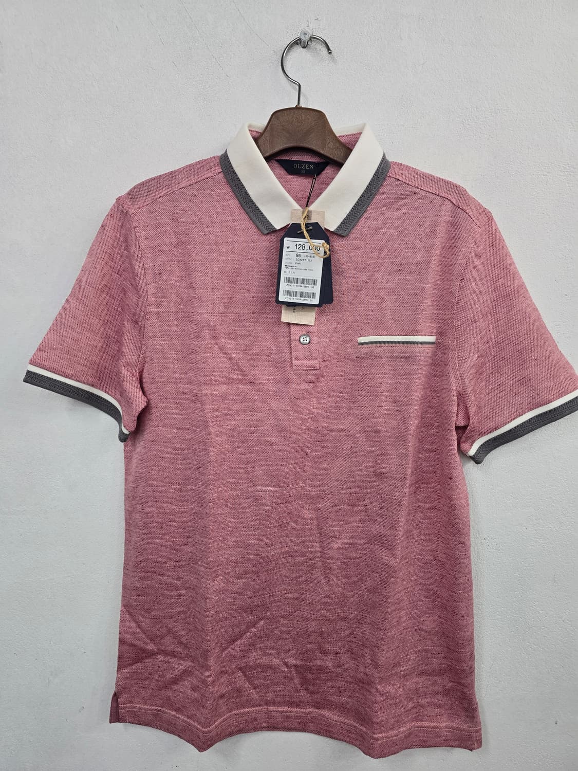 (새상품)OLZEN 올젠 린넷 반팔 티셔츠 핑크 상품이미지1