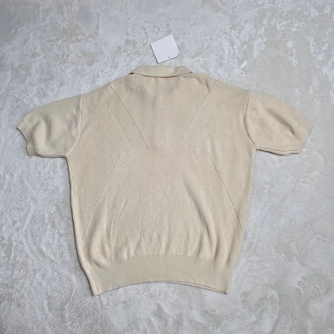 (XL)아노블리어 슬래시 펀칭 하프 반팔 카라 니트 상품이미지4