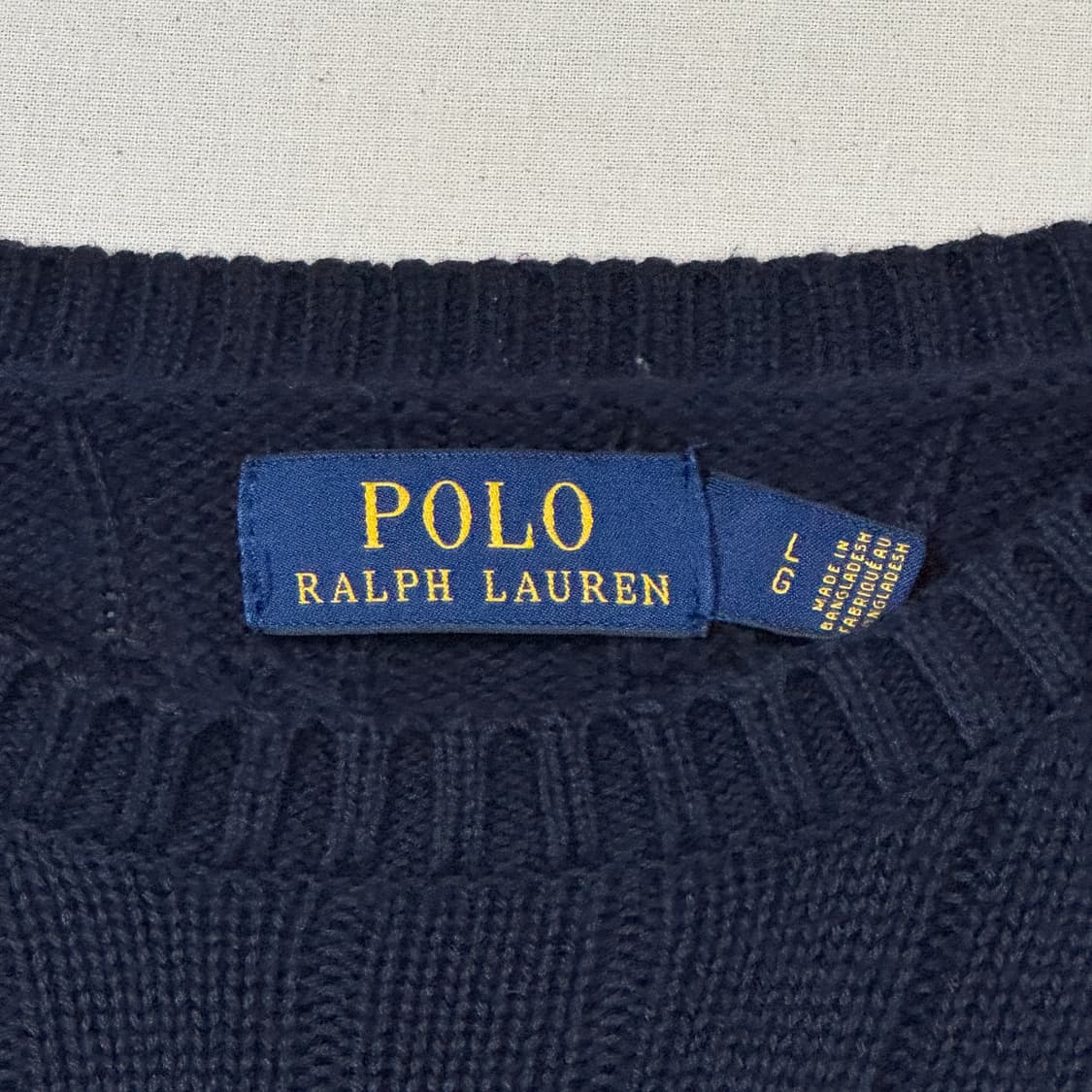 L) 폴로 랄프로렌 케이블 꽈배기 라운드넥 니트 네이비 상품이미지7