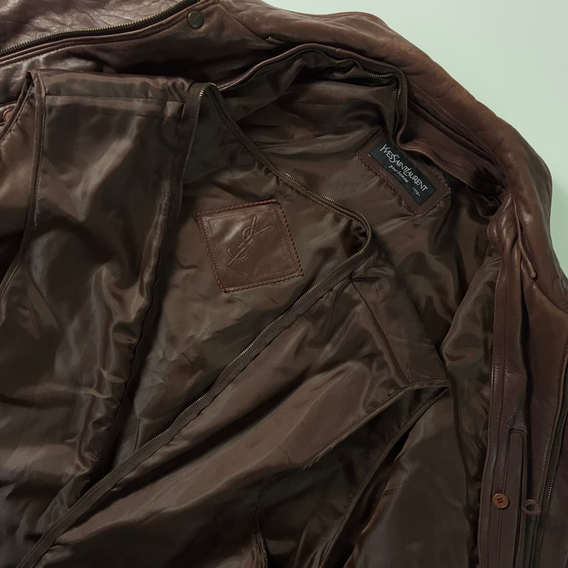 YSL 입생로랑 90‘s 브라운 ysl포인트 램스킨 레더 자켓 상품이미지5