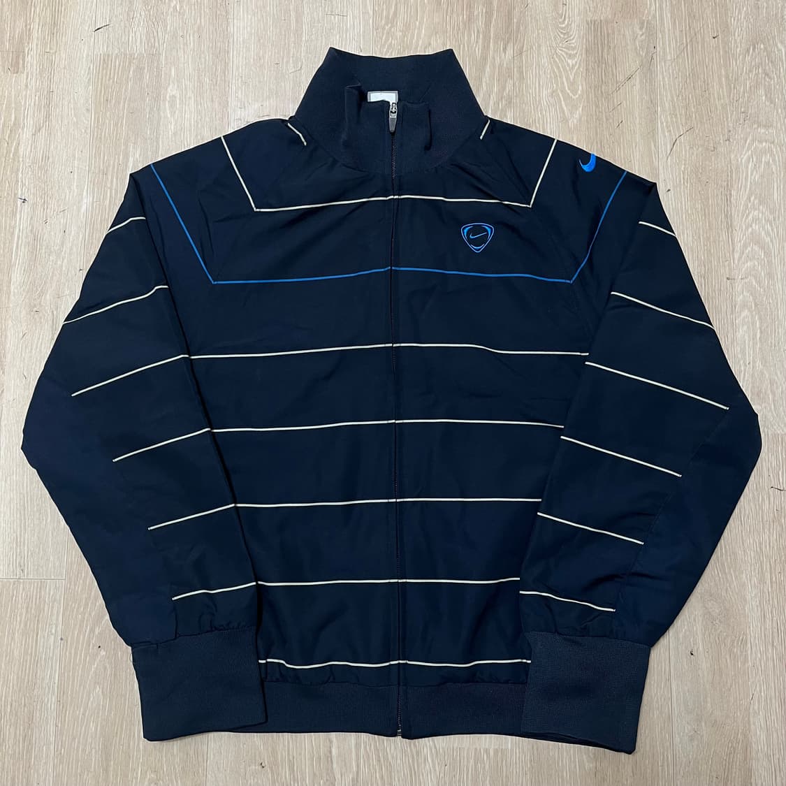 나이키 NIKE 블루 스트라이프 스우시 트랙탑 져지 자켓 M(95) 상품이미지1