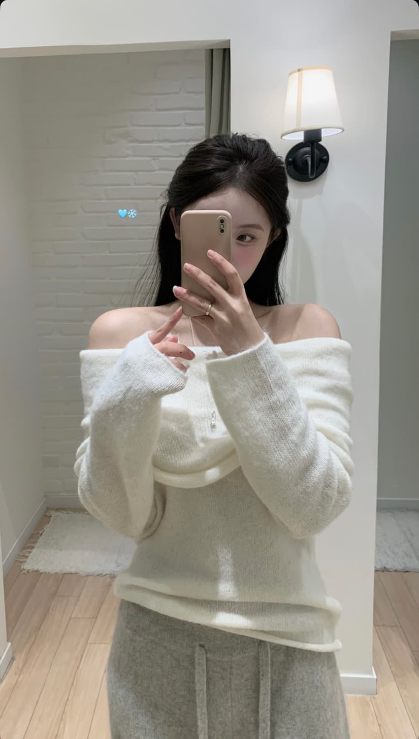 (마지막장/새상품)누아누아 소르베 오프숄더 니트 상품이미지1