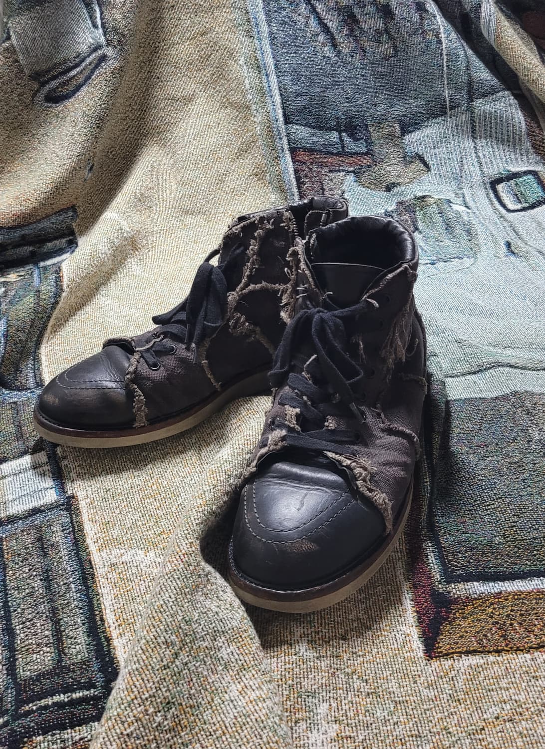 이사무 카타야마 백러쉬 데미지 레더 스니커즈 상품이미지2