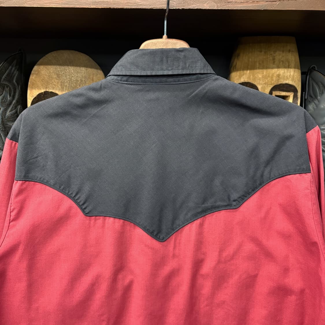 80s 플레인스 와이드요크 실키코튼 배색 웨스턴셔츠 스마일포켓 N603 상품이미지6