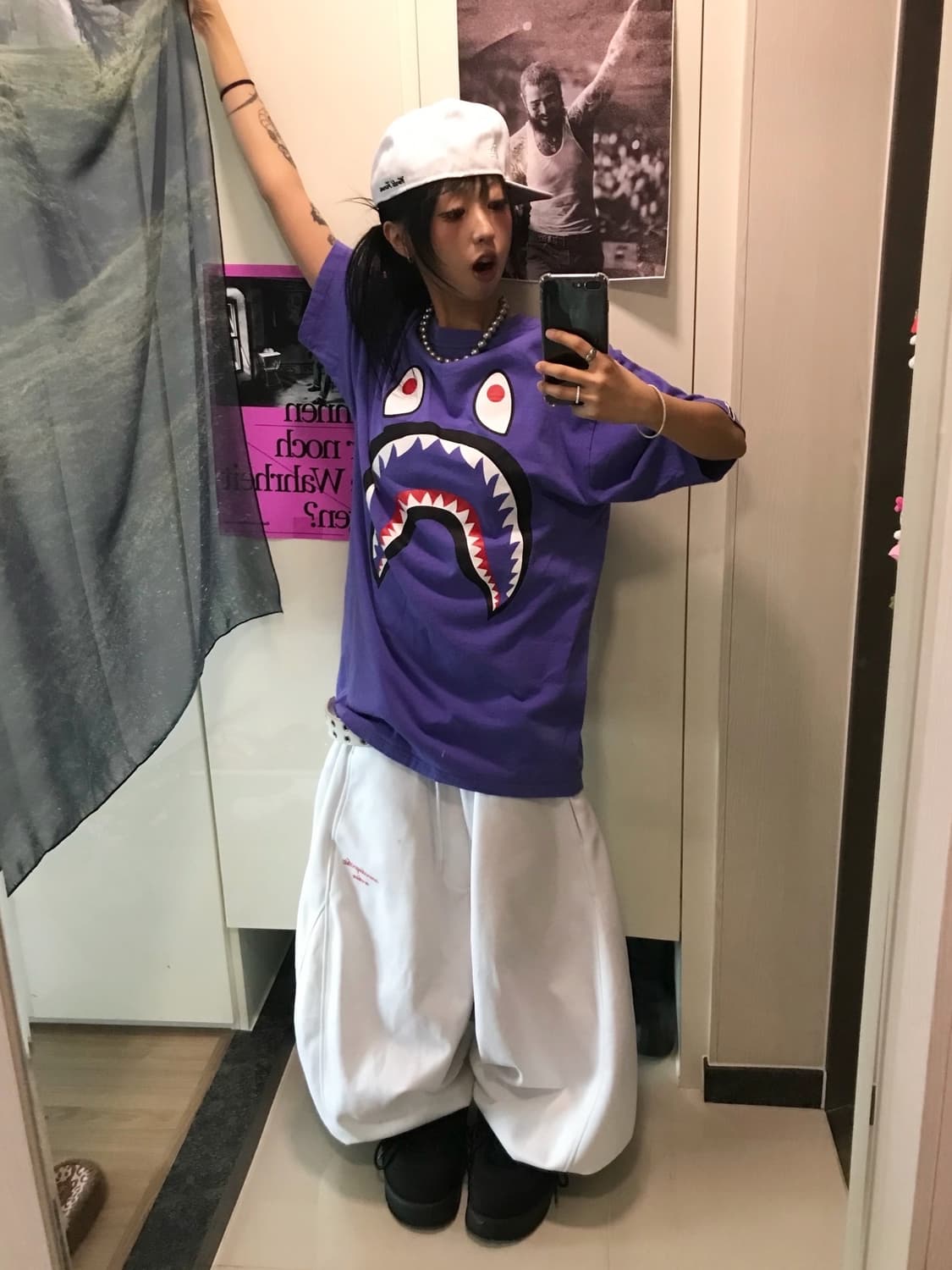 Bape Shark Big Printing Purple T-shirt 상품이미지3