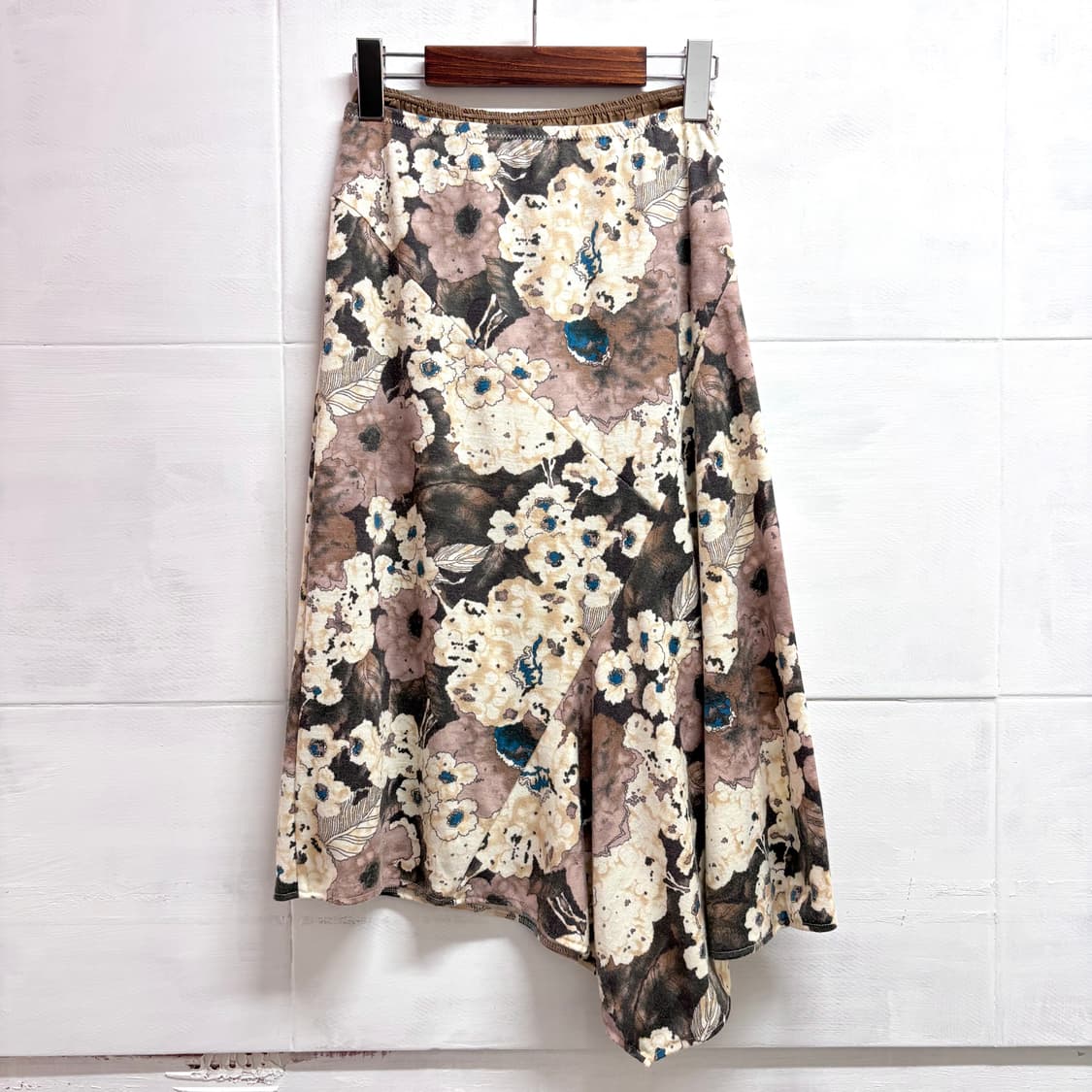 플라워 패치 페어리 히피 언발 미디 스커트 JPN 상품이미지1