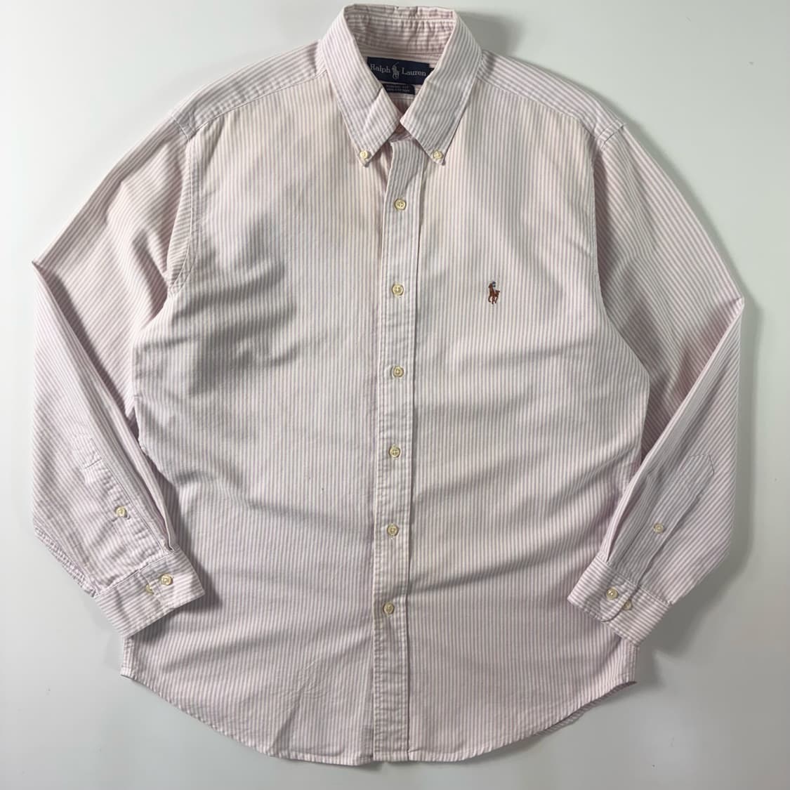 Polo  폴로 랄프로렌 90,s 자수 코튼 핑크 스트라이프 셔츠  상품이미지1