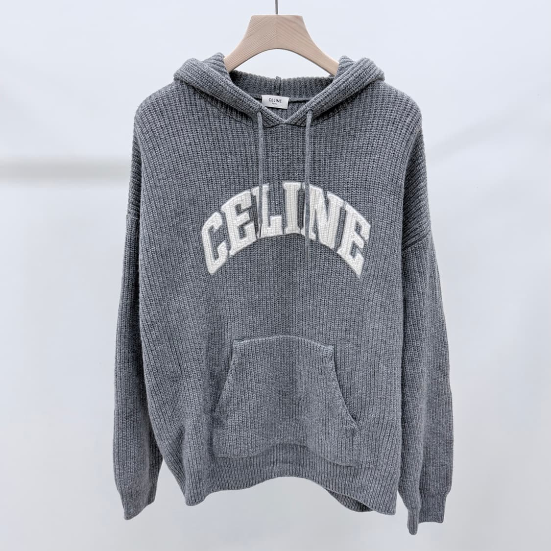 [S급/L] 셀린느 울 리브드 니트 후드티 그레이 상품이미지1