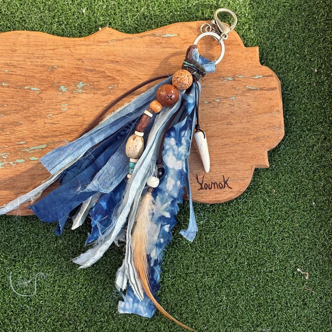 #bl1 핸드메이드 에스닉 보헤미안 웨스턴 나염 실크 염색 키링 참 상품이미지3