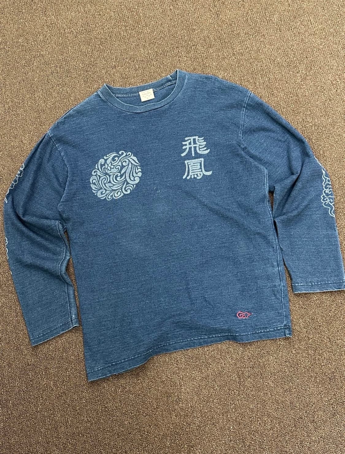 글로벌워크 빈티지 자수 디테일 블루 롱슬리브 XL 상품이미지1