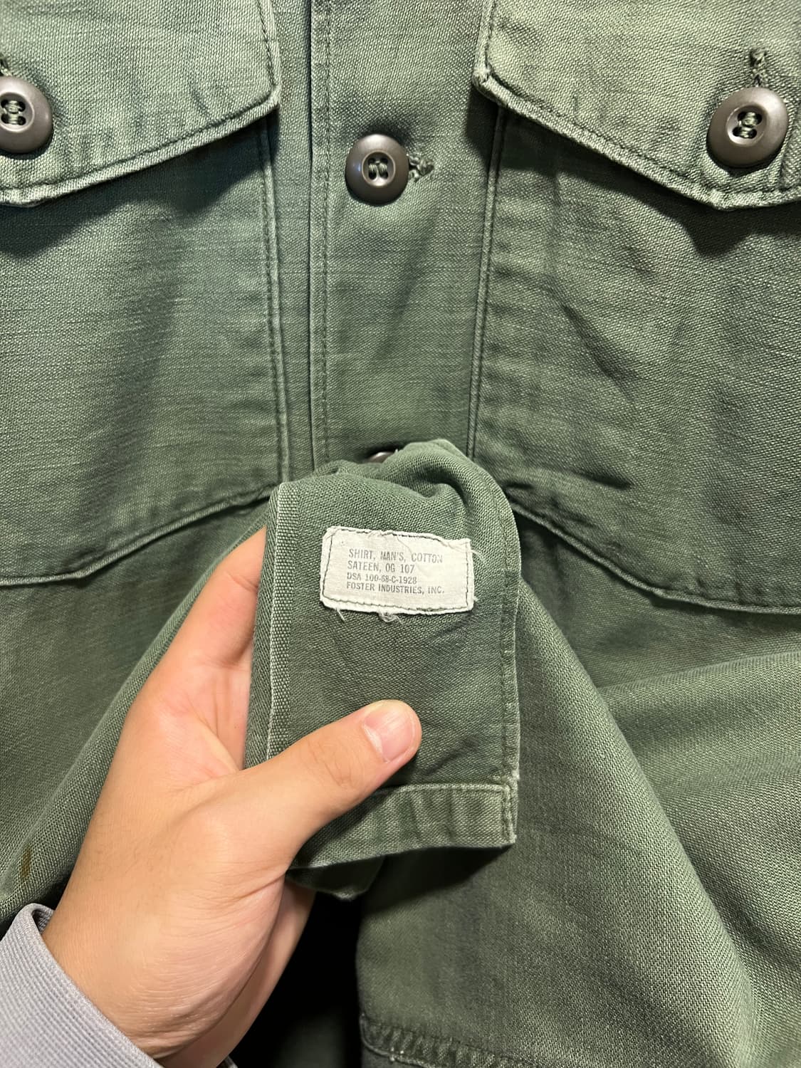 [S]60's 오리지널 U.S ARMY OG-107 밀러티리 셔츠 상품이미지7