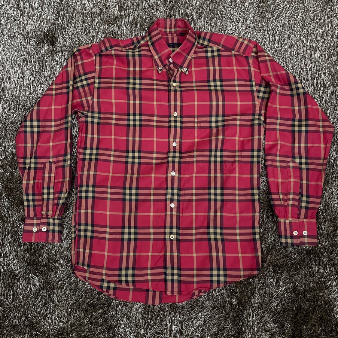 버버리 Burberry 레드 타탄 체크패턴 버튼다운 셔츠 S 상품이미지1