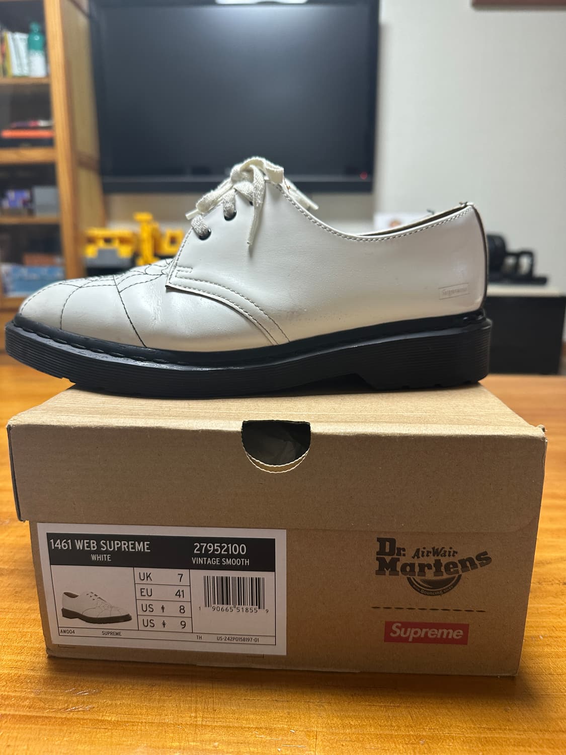 닥터마틴 x 슈프림 스파이더웹 3-아이 슈 화이트 uk7 상품이미지3