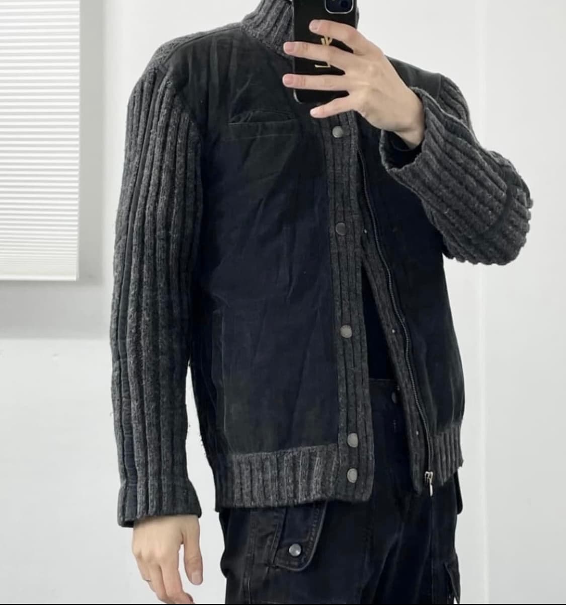 아르마니 익스체인지 하이넥 코듀로이 니트 자켓 상품이미지2