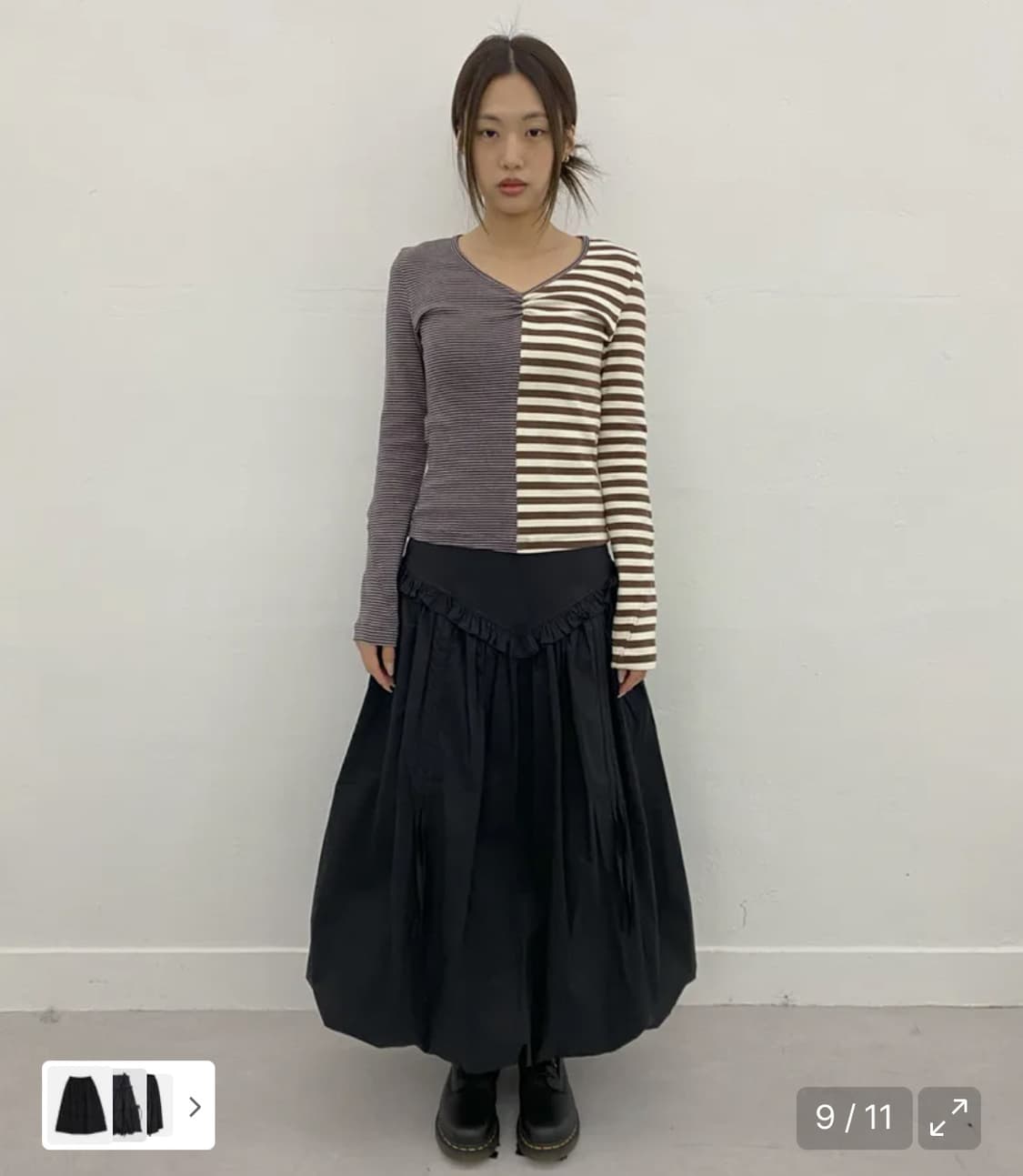 밀로 우먼 벌룬 셔링 맥시 스커트, 블랙 s 상품이미지1