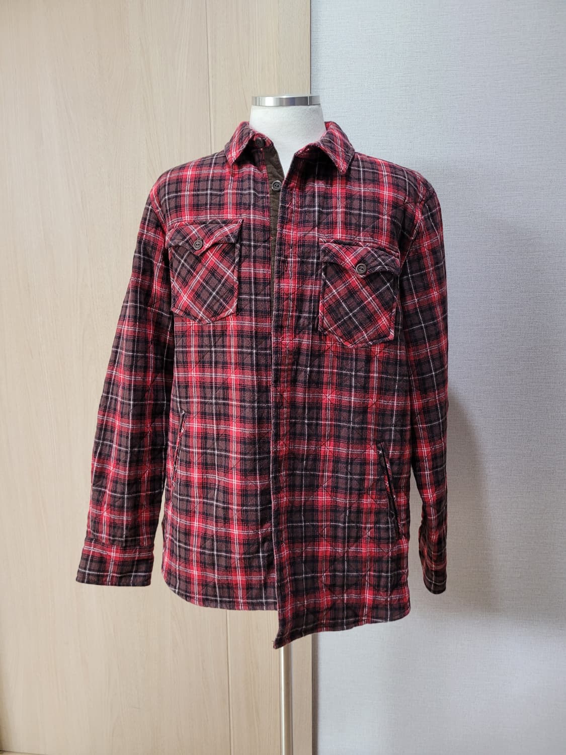 오피티 OPT 남자 패딩 체크셔츠 XL 레드 상품이미지1