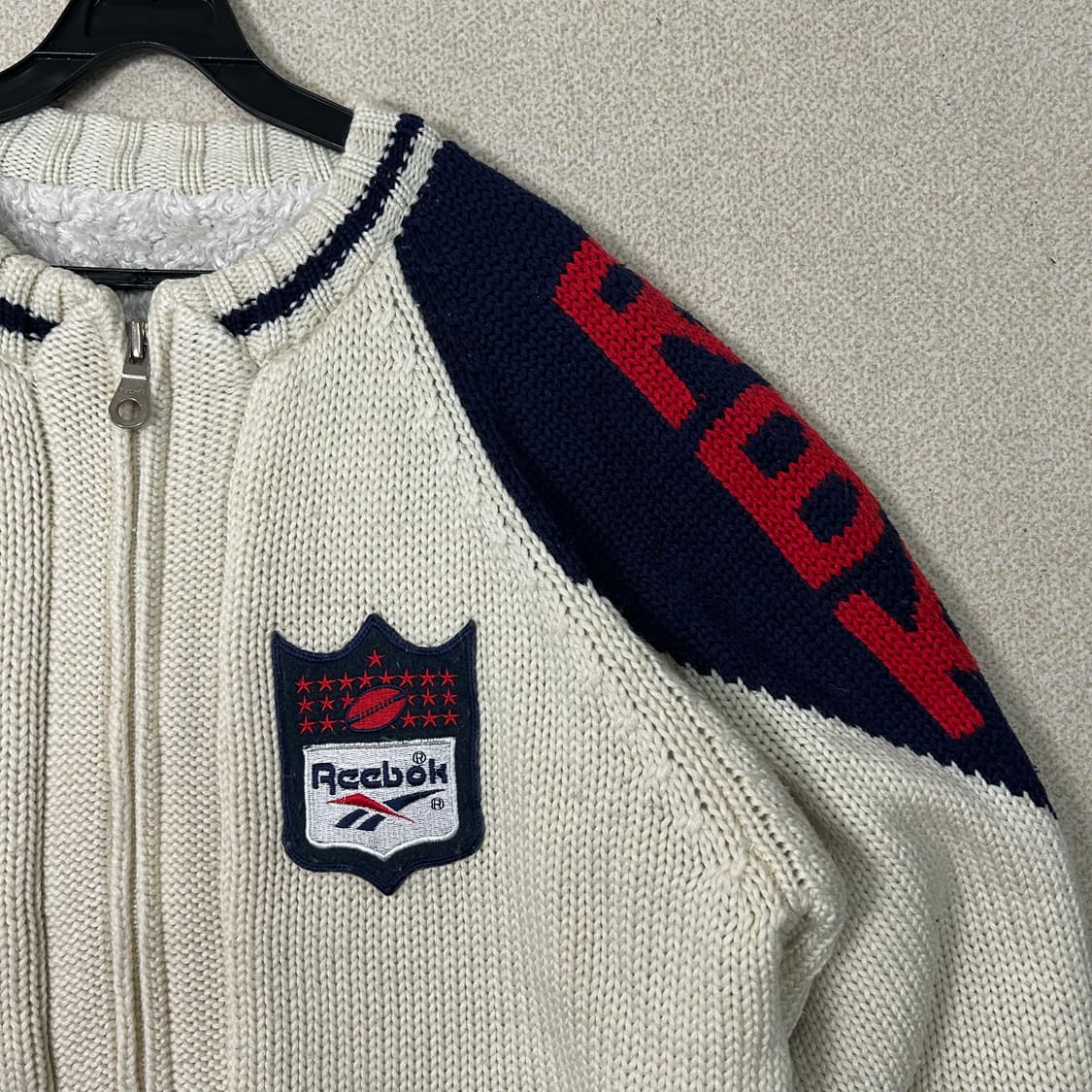 (XL) 90s 올드 리복 헤비 스웨터 니트 집업 상품이미지4