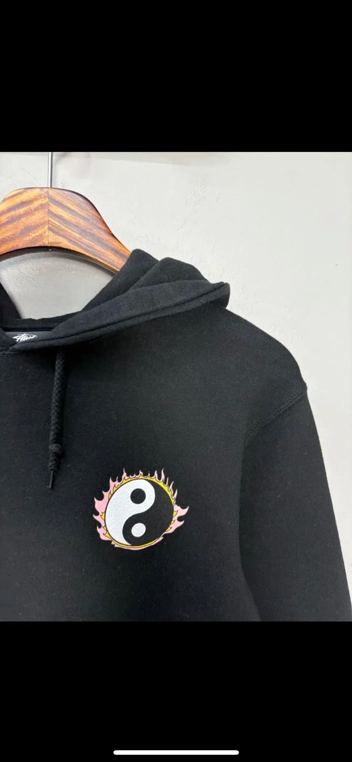 스투시 루즈핏 음양 플레임 로고 후드티 H1153 상품이미지3