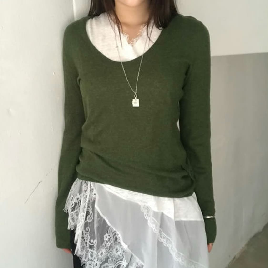 빈티지 페미닌 레이스 트림 비대칭 헴라인 나시 원피스 상품이미지8