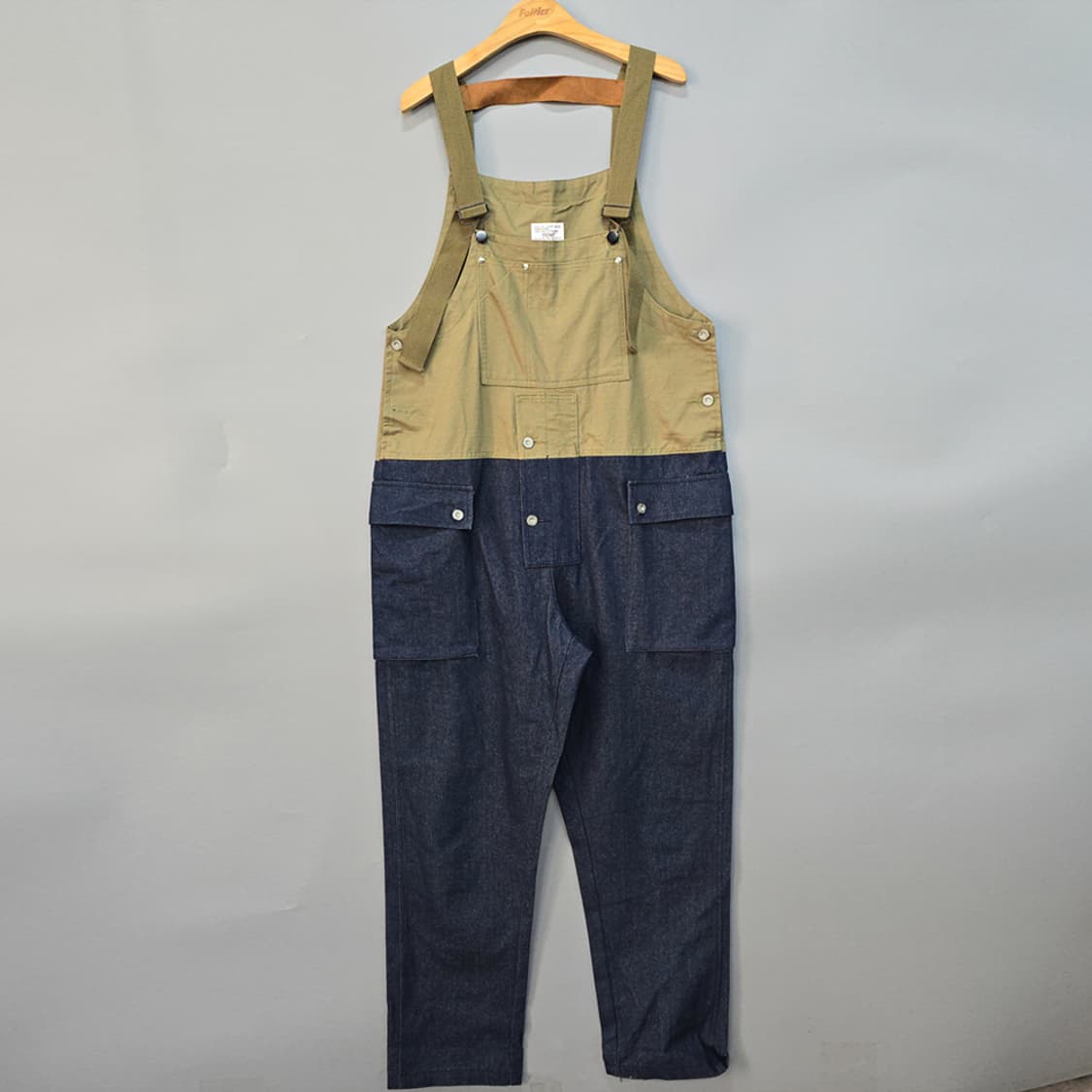 푸자오(FUZAO) 투톤 데님 오버롤 멜빵팬츠 L 상품이미지1