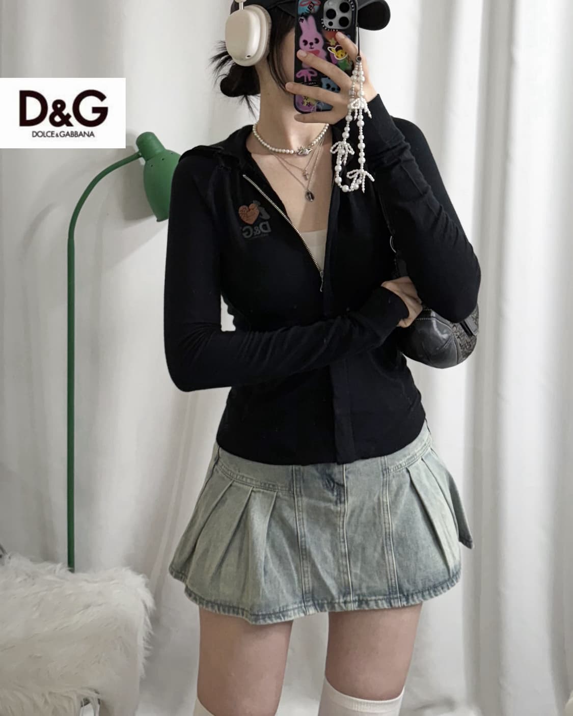 돌체&가바나 블랙 슬림핏 후드 집업 상품이미지1