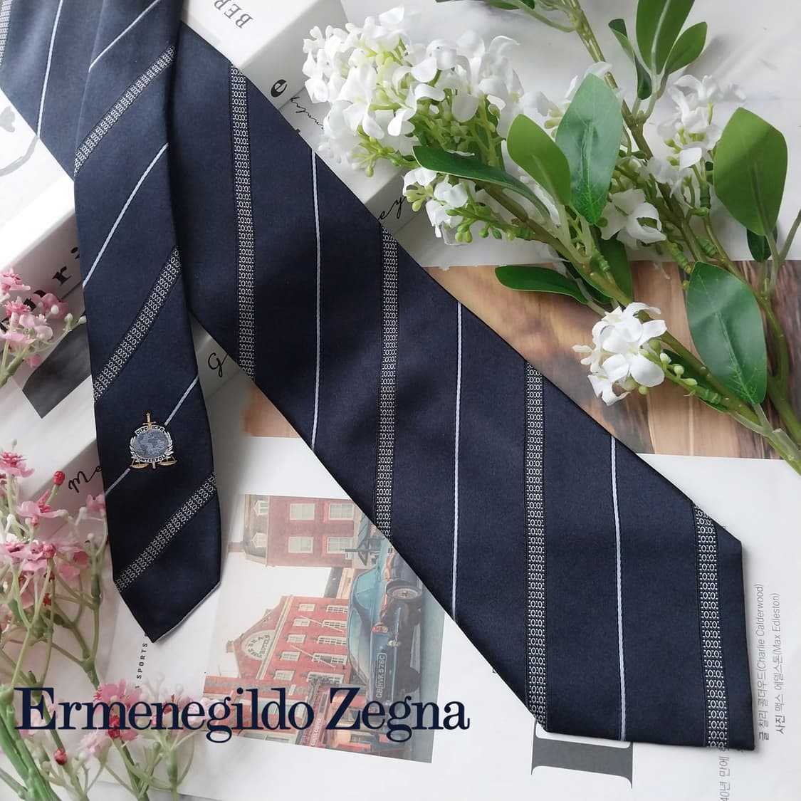 에르메네질도 제냐 실크 스트라이프 넥타이 9.2cm A+등급 K2197
 상품이미지2