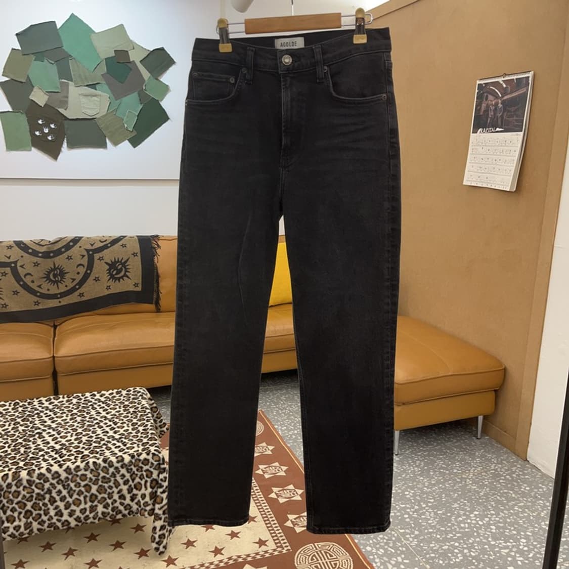 에이골디 모던시크 캐주얼 하이웨스트 흑청 데님팬츠 26인치 C09723 상품이미지3