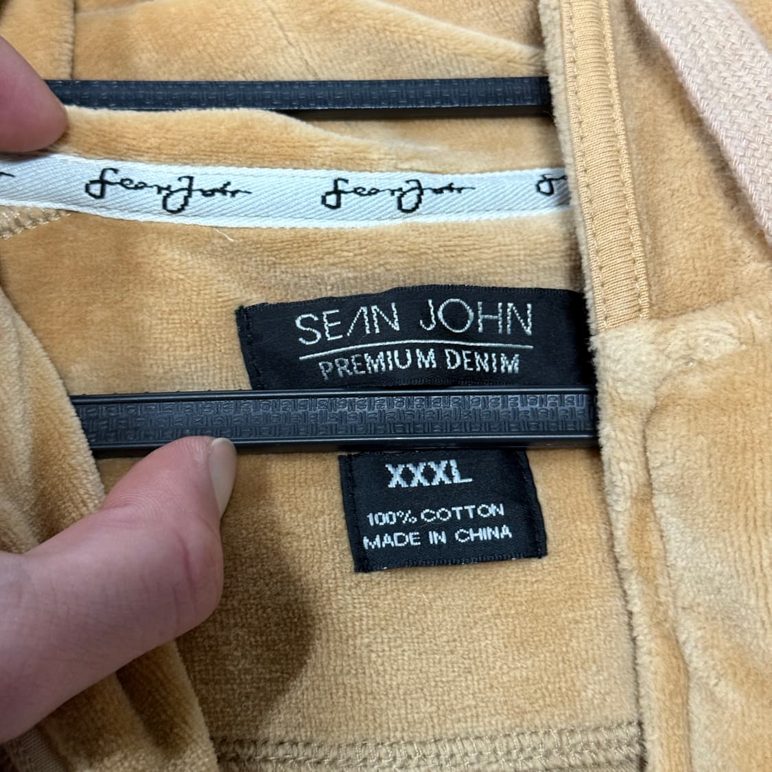 Sean John 빅사이즈 션존 풀 자수 디테일 벨벳 집업 후디 카멜 상품이미지7