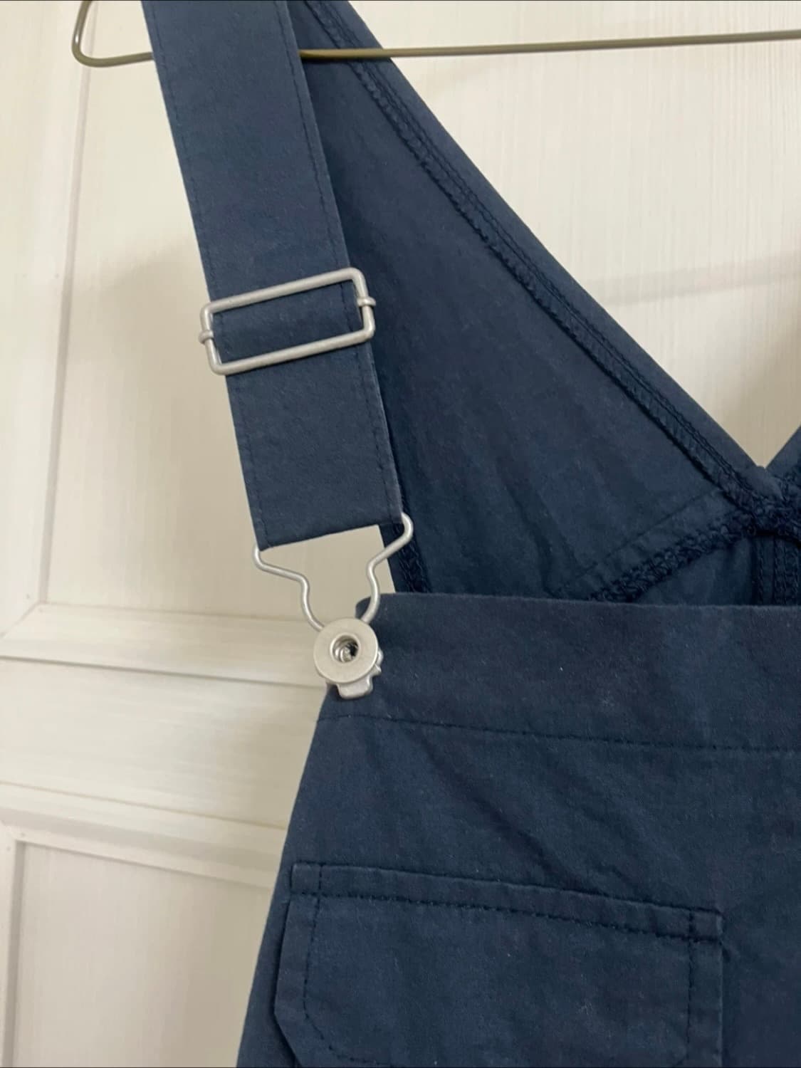 네이비 멜빵 롱 코튼 면 원피스 상품이미지3