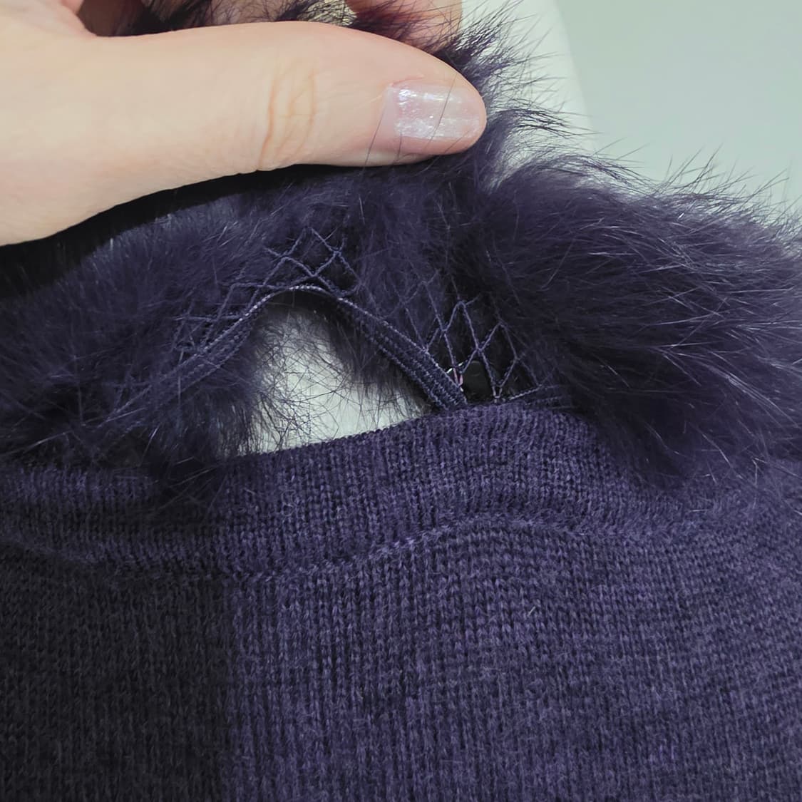 홍콩빈티지)퍼플 퍼 고딕로리타 로즈st 큐빅 로맨틱 니트 가디건블라우스 상품이미지6