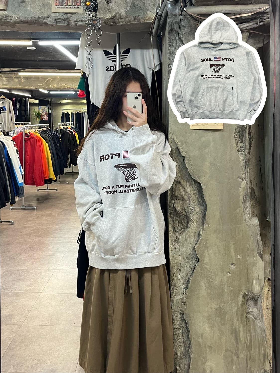 스컬프터 프린팅 후드티 그레이 XL  #csz2060 상품이미지1