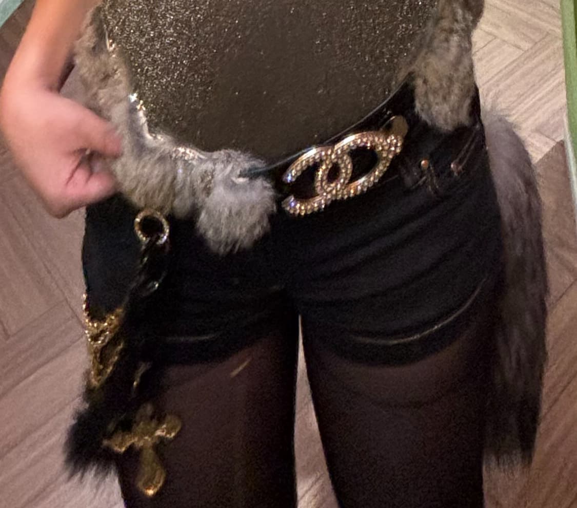 d.i.a.깔 퍼 벨트 오네갸루 골드 십자가 챰 다이아 블랙 가죽 빈티지 상품이미지4