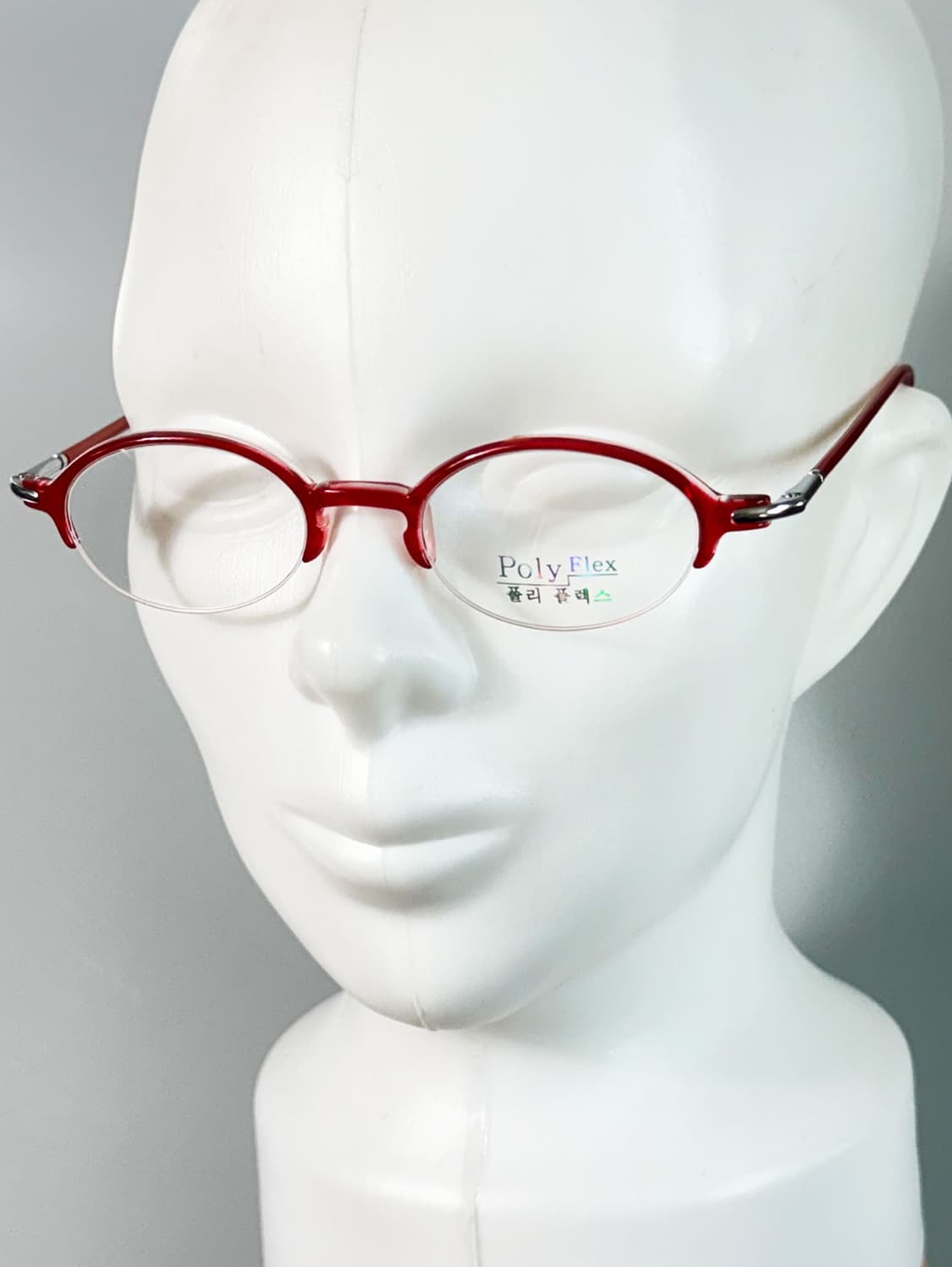 90s POLY FLEX 레드 뿔테 오벌 반무테 빈티지 안경 상품이미지8