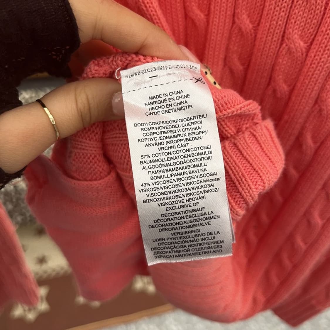 폴로 랄프로렌 Y2K 레트로 코랄 핑크 꽈배기 가디건 C09750 상품이미지5